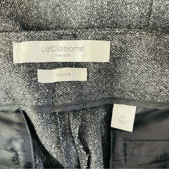 Liz Claiborne grey white speckle herringbone preppy academia Jackie pants 12 - Picture 5 of 6